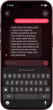 Nunch Ask Nunch screen in dark mode